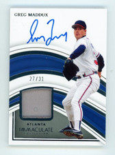 2023 Panini Immaculate Greg Maddux Auto Jersey Relic #/31 SP Autograph Game Used