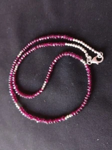 Rhodolite Garnet Faceted Rondelle Gemstone Beads Minimalist Women Necklace 18" - Bild 1 von 10