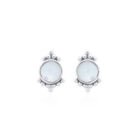 925 Sterling Silver Round Antique Mother Of Pearl Circle Bead Dot Stud Earrings