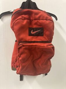 Vintage Nike Leather Bottom Backpack 90s Red/red jewel logo/brown bottom