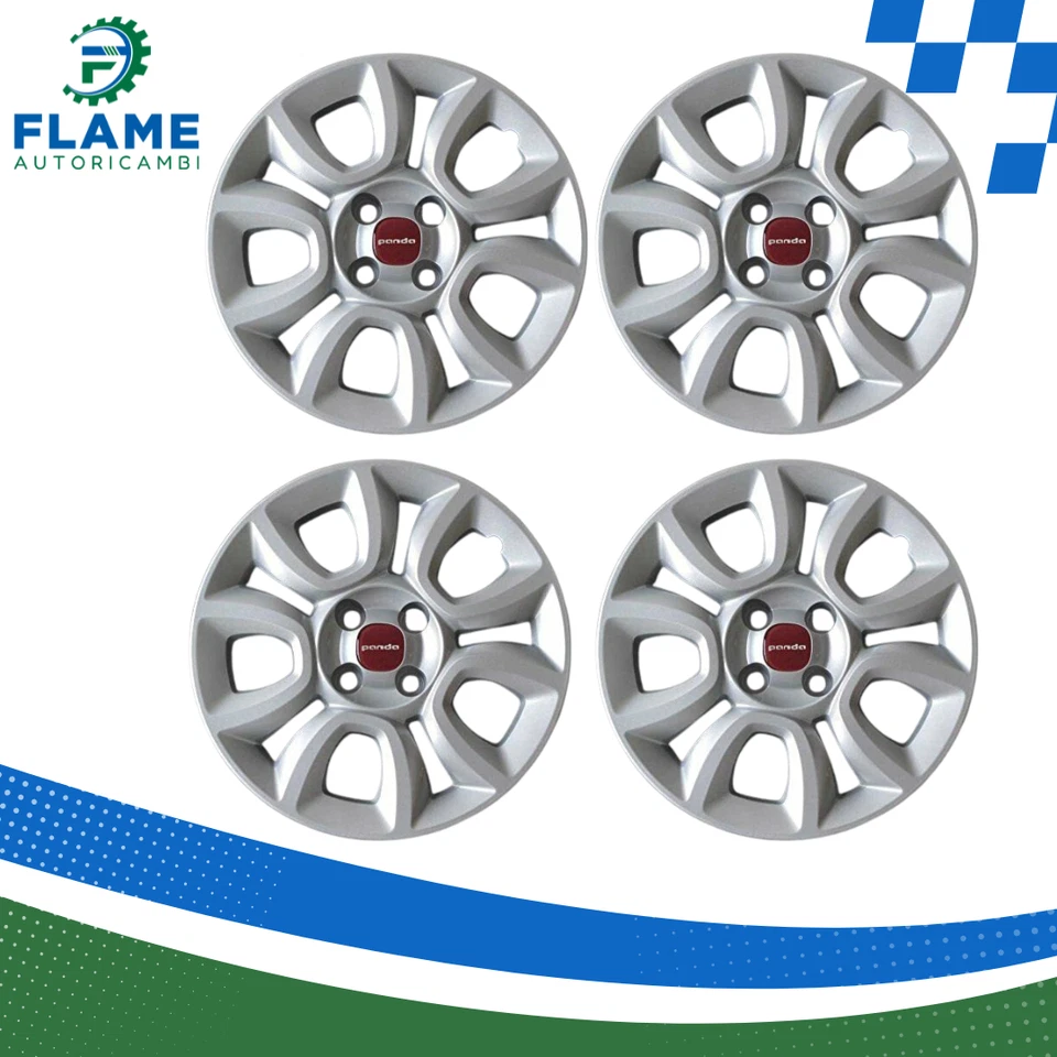 KIT COPPONI RUOTA 15" FIAT PANDA CON LOGO ROSSO COD.1310 - Immagine 1 di 1