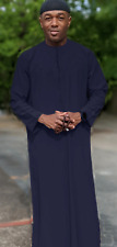 Borno Navy-Blue African Kaftan Long Sleeve Long Shirt Dashiki Senegalese for Men