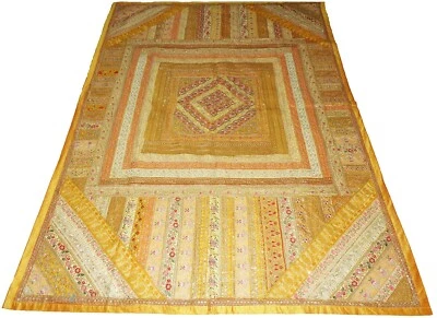 Vintage patchwork Kutch Embroidered tapestry home decor  Bedding blanket throw - Image 1 of 4