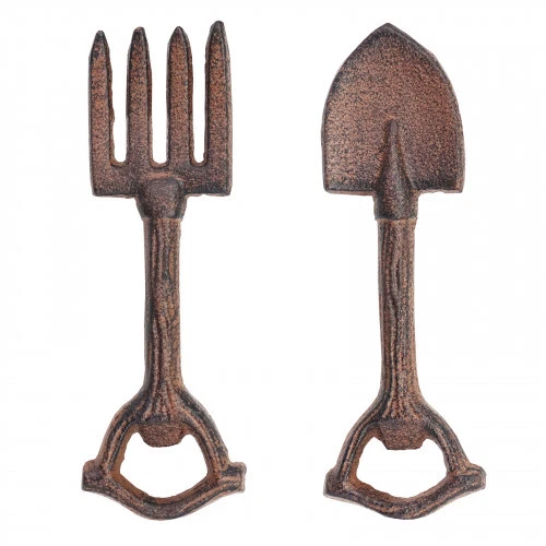 BRANDNEU GUSSEISEN 2ER SET GARTENWERKZEUG FLASCHENÖFFNER