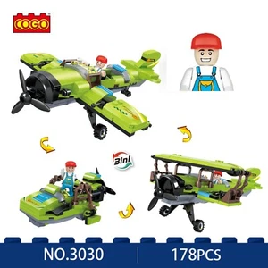COGO Model The Green Biplane Collection Building Blocks - Bricks Toys (178 Pcs) - Picture 1 of 6