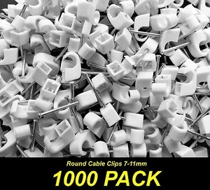 Bulk 1000 x White Cable Fastener Clips with Nail - Round 7-11mm - Bild 1 von 5