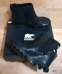 SOREL: "Joan Of Arctic" Wedge III Chelsea Negro MUJER 8.5 Botas impermeables NUEVAS - Imagen 1 de 9