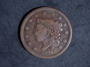 1838 Coronet Head Large Cent USA 1c Münze - Bild 1 von 2
