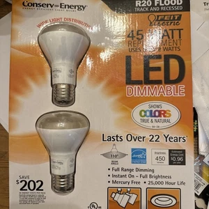 Feit LED Light Bulb 45 Watt R20 Flood Dimmable Soft White 2700K 450 Lumens (x3) - Picture 1 of 2