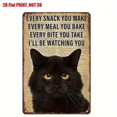 NEW 8"x12" Funny CAT Metal Vintage Sign About Watching You Every Time You Eat - Изображение 1 из 4