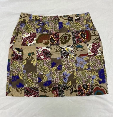 Larry Levine стеганая хлопковая мини-юбка пейсли цветочный цветочный размер 8 (i) - Изображение 1 из 4