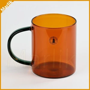 IKEA SKUGGSTUBB Glass Mug Handmade Quality, Brown/Green 14 oz, Heigh 4", NEW - Picture 1 of 5