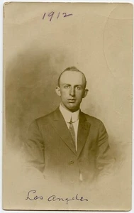 Young Man , Vintage Photo Postcard by Grand Studio , Los Angeles California 1912 - Picture 1 of 2