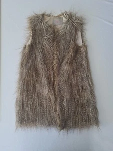 Ladies Gilet Dorothy Perkins Size 10 Sleeveless Faux Fur Brown Mix 29316 - Picture 1 of 15