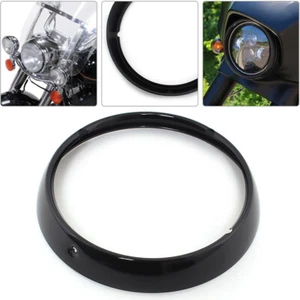 7" Headlight Trim Ring Black Fit For Harley Touring Electra Street Glide Bezel - Picture 1 of 14