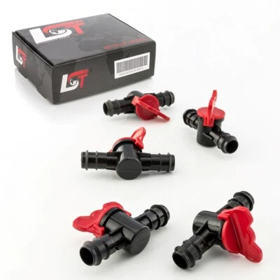 5x Absperrhahn Kugelhahn PE-Rohr Schlauch für Tropfanlage Bewässerung 20x20mm    - Bild 1 von 4