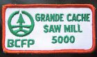 GRANDE CACHE SAW MILL EMBROIDERED SEW ON ONLY PATCH BCFP CANADA 4" x 2"