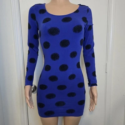 Vestido Lápiz Bodycon Azul Lunares Elástico Talla XS/S Abstracto Garabato Artístico Foto 1 de 4