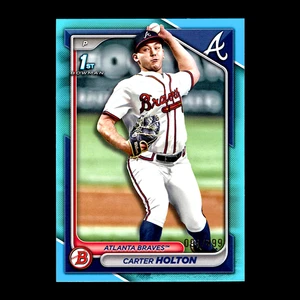 Bowman Draft Carter Holton 1st Sky Blue 2024 #BD-74 Atlanta Braves RC/499 - Imagen 1 de 1