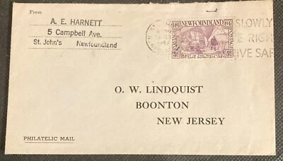 Terranova 1947 cubierta a Boonton, Nueva Jersey EE. UU. Cabot edición SPA pegatina en reverso Foto 1 de 2