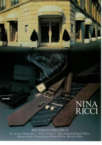 PUBLICITÉ PRESSE 1988 BOUTIQUE NINA RICCI CRAVATE CEINTURE - DEVANTURE MAGASIN - Imagen 1 de 1