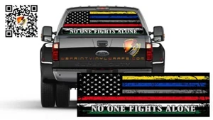 American Flag First Responders Black & White Rear Window Perf Graphic Decal - Imagen 1 de 4