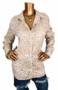 Beach Lunch Lounge XL Top NWT Animal Cheetah Print Button Up Shirt Collar Soft - Picture 1 of 10