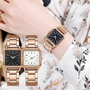 Fashionable Ladies Square Watch Steel Band Casual Quartz Luminous Chronograph - Picture 1 of 23