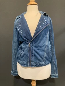 Girls' Moto Style Denim Jacket Justice Size 18 - Picture 1 of 4