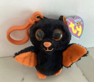 Ty MIDNIGHT the Bat Beanie Boo Key Clip - 4" Purple Hang Tag NEW - Picture 1 of 5