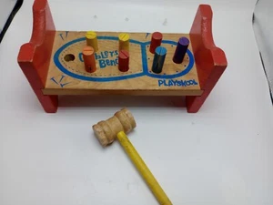 DE COLECCIÓN PLAYSKOOL TODO MADERA ZAPATEROS BANCO NIÑO JUGUETE AÑOS 60 - Imagen 1 de 7