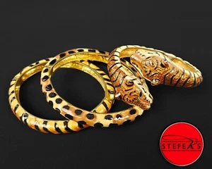 Kenneth J. Lane - Three Big Cat Enamel Bracelets - JaB-Lt150 - Picture 1 of 7