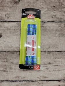 Kiwi Style 2278 Flat 45” 5-6 Eyelets blue plaid Shoe Laces - Picture 1 of 6