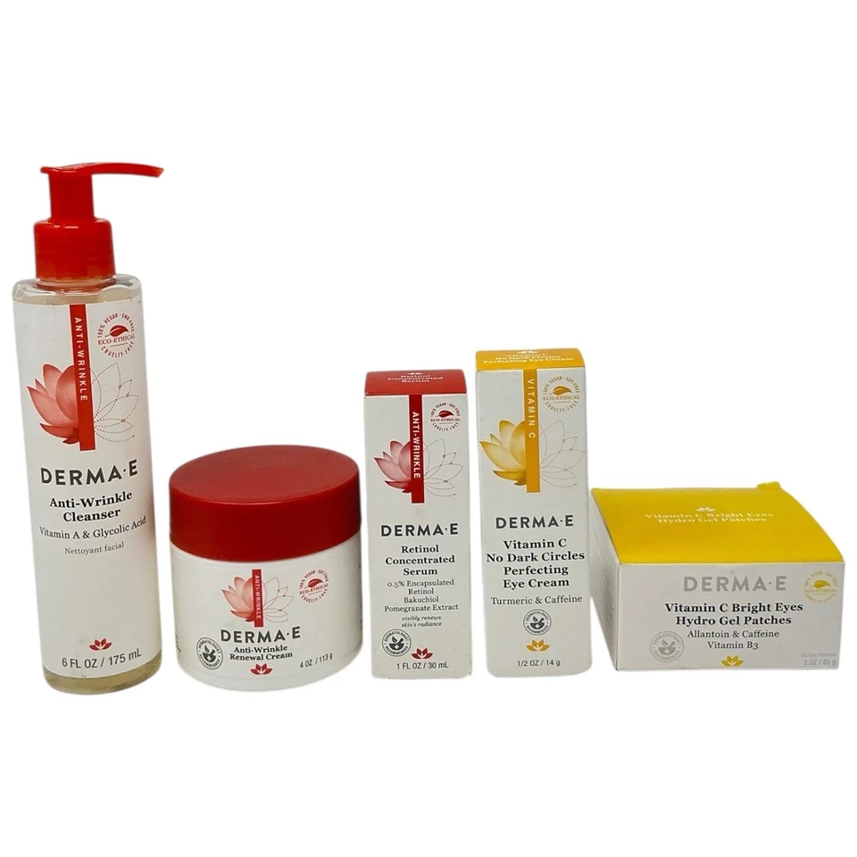 Lot of 5- Derma E- Cleanser, Cream, Serum, Gel Patches, & Eye Cream- Skincare! - Image 1 of 4