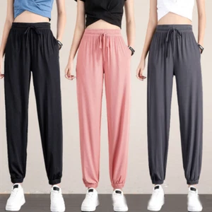 Womens Long Pants Casual Loose Joggers Crop Drawstring Yoga Sweatpants Trouser - Picture 1 of 18