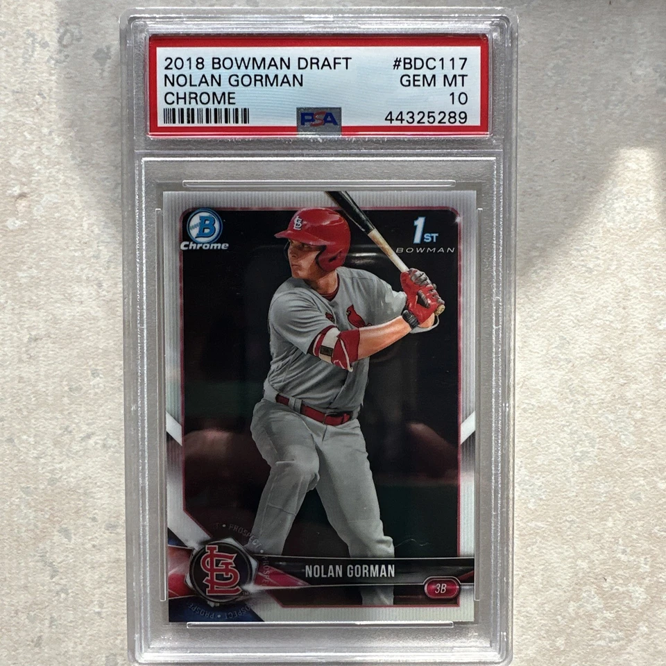 2018 Bowman Draft Chrome  Nolan Gorman #BDC-117 PSA 10 GEM MT - Image 1 of 1