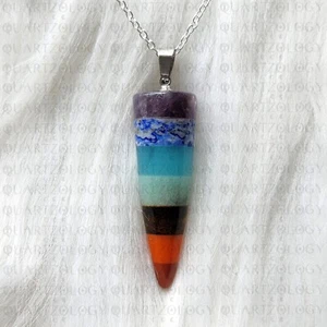 7 Chakra Necklace Quartz Crystal Pendant Chain Natural Crystal Energy Healing UK - Picture 1 of 4