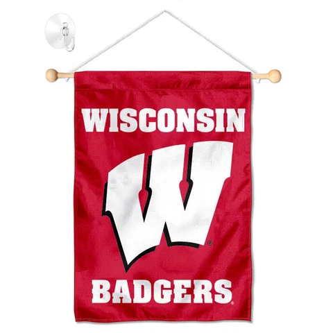Wisconsin Badgers Motion W Banner Window Hanging with Suction Cup Cover