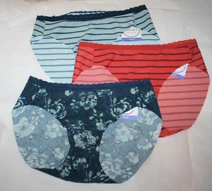 NWT set of 3 JOCKEY WONDER EDGE 10995 BIKINI BLUE ORANGE STRIPES FLORAL M - Picture 1 of 5