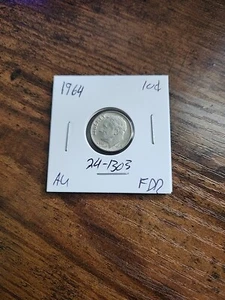 1964 Roosevelt Dime, AU, .900 Silver - Picture 1 of 2