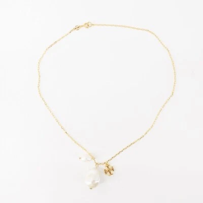 Colar de pérolas Tory Burch Kira ouro/marfim sistema operacional - Imagem 1 de 4