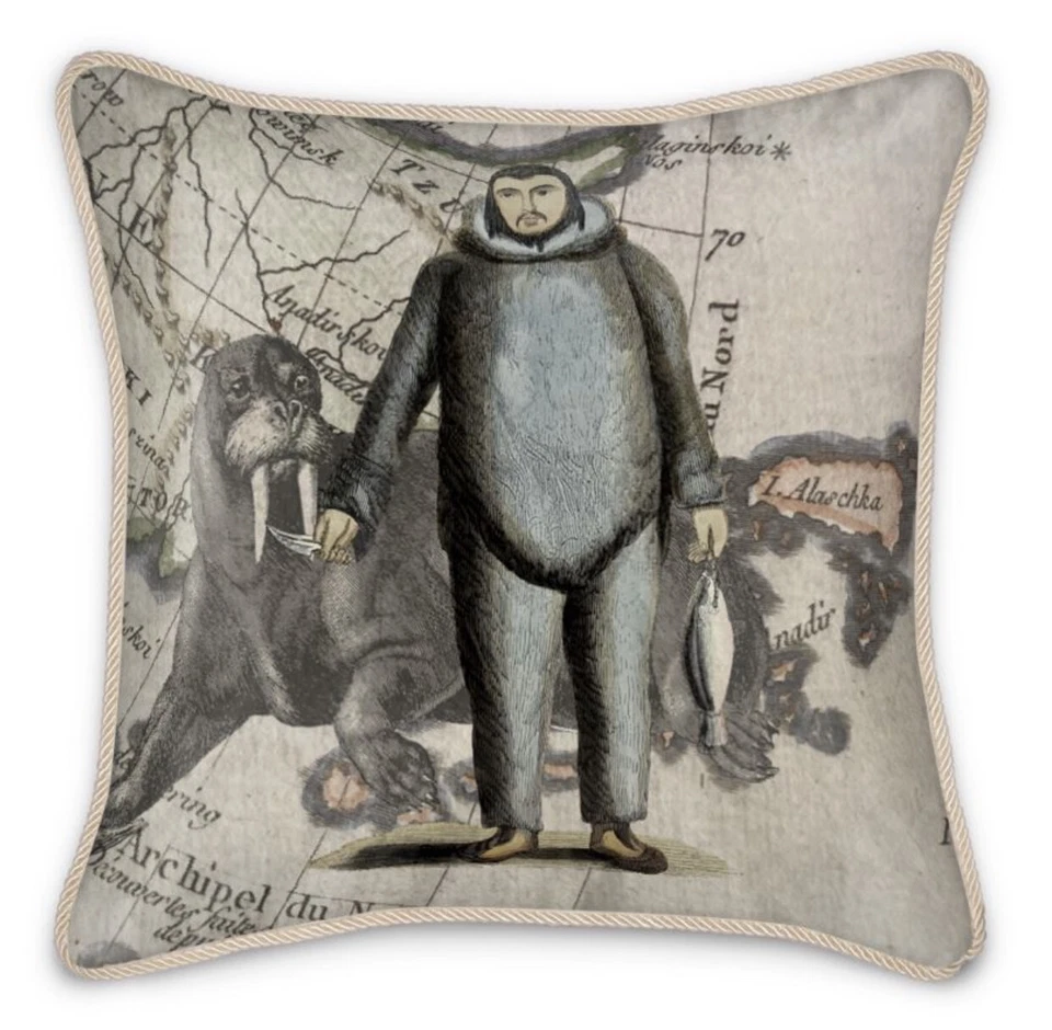 Almohada de seda Arctic First Nations-Nativa de Alaska/Walrus Foto 1 de 1