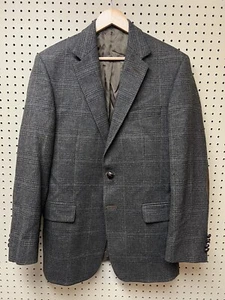 Daks Brown Plaid Suede Elbow Tweedy Leather Detail Sport Coat Jacket Sz 40R - Picture 1 of 11