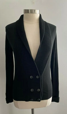 Suéter cárdigan Hugo Boss negro cuello chal talla pequeña Foto 1 de 4