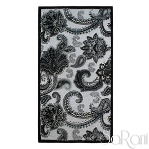 Tappeto Moderno Jacquard Raso Varie Dimensioni Beige Nero Soggiorno Scendiletto - Imagen 1 de 3
