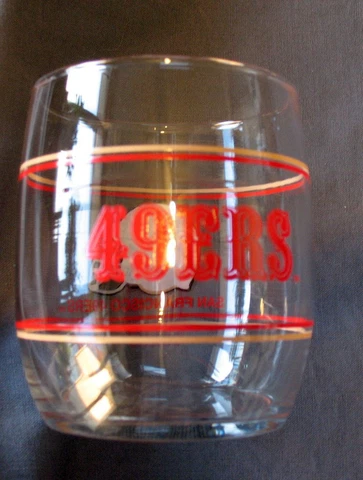 Set of 8 Vintage San Francisco 49ers 3-3/4” Drinking Glass NFL Stemless Tumbler Cover