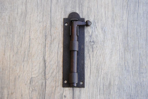 19c Vintage original iron rustic door window latch slide lock farm barn decor Cover