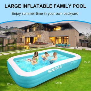 SINEAU Piscina Gonfiabile per Bambini e Adulti Spessore 10'x6'x22" (120" X 72" X 22") - Foto 1 di 6