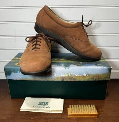 SAS WHISPER Women’s suede leather Brown Lace Up Comfort Shoes Size 6w Oxfords - Image 1 of 4