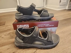 Skechers Tresmen GARO Sandals Men's Size 11 Black Adjustable Luxe Foam 204105 - Picture 1 of 5